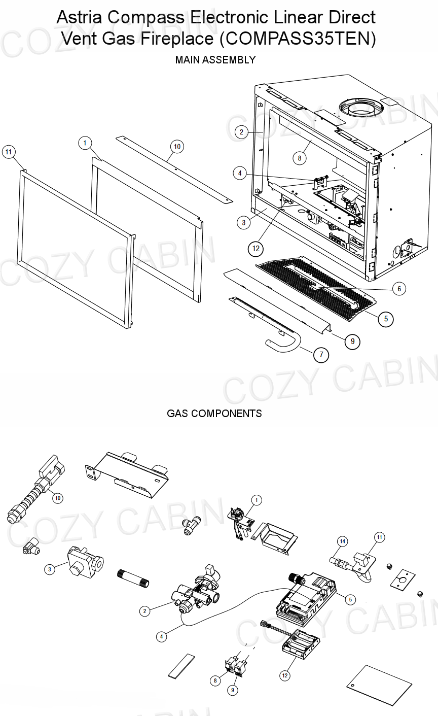 Astria Compass Electronic Linear Direct Vent Gas Fireplace (COMPASS35TEN) #COMPASS35TEN